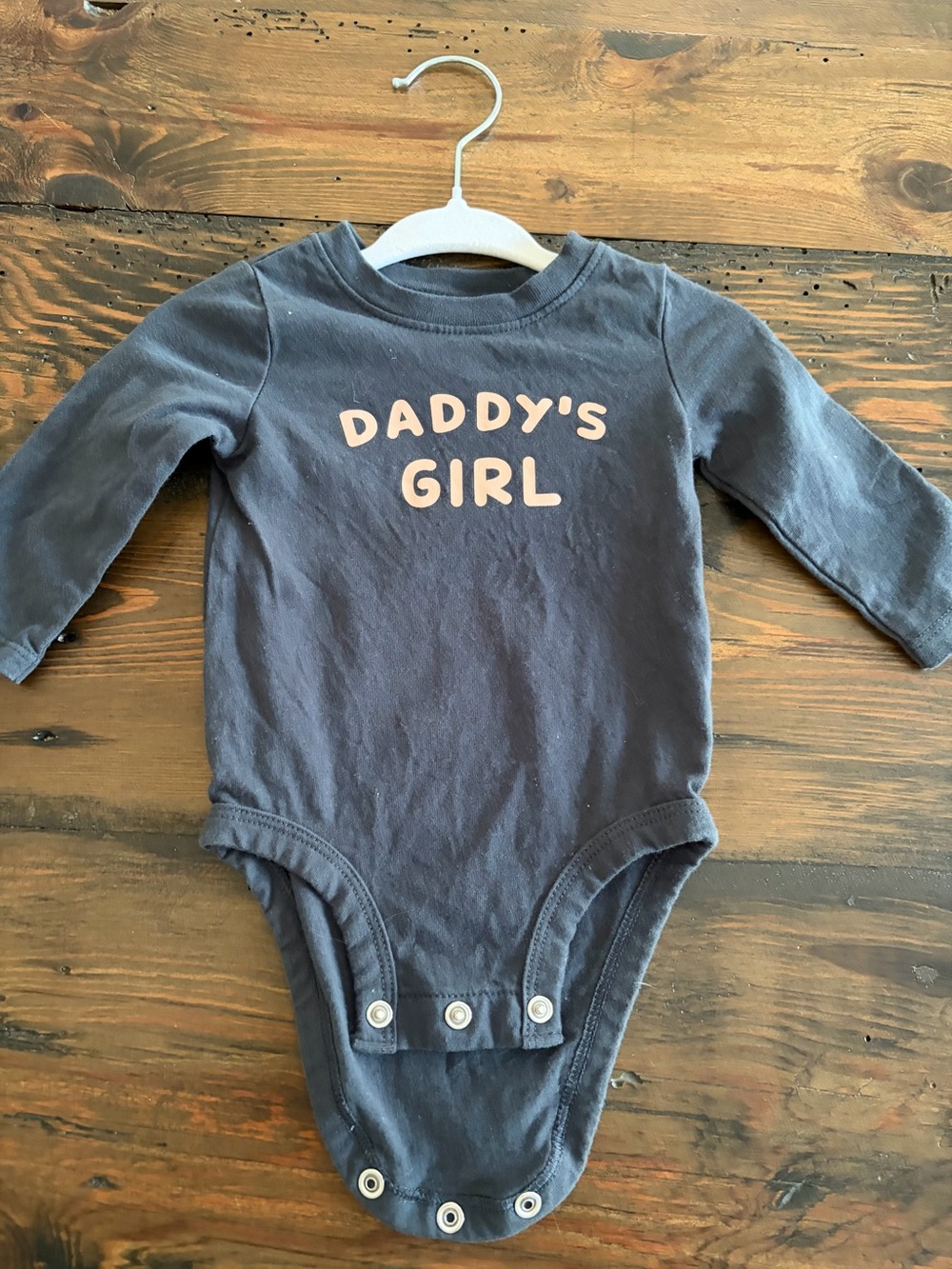 Carter's Navy Long-Sleeve One-Piece with Pale Pink "Daddy's Girl"